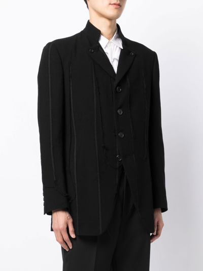 Shop Yohji Yamamoto Button-up Long-sleeve Blazer In Black
