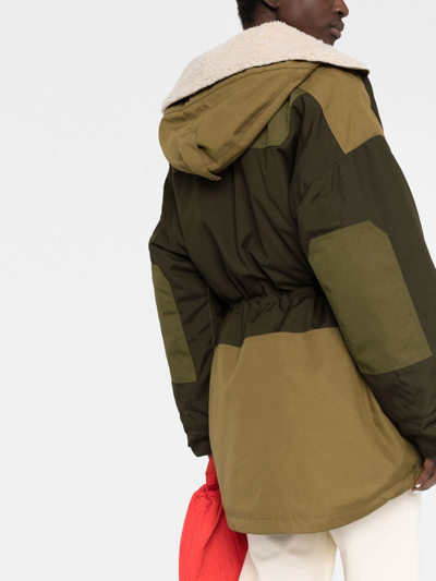 Shop Isabel Marant Étoile Hooded Panelled Coat In Grün