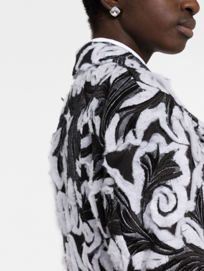 Comme Des Garçons Floral Jacquard Double-breasted Coat In Schwarz