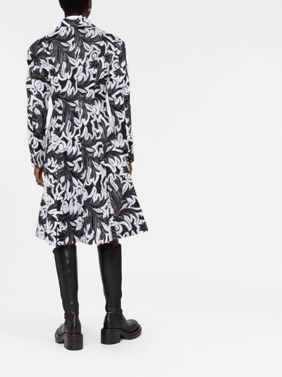 Comme Des Garçons Floral Jacquard Double-breasted Coat In Schwarz
