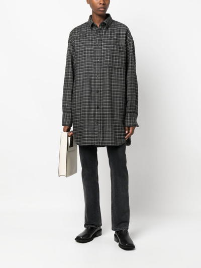 Shop Aspesi Oversized Check-pattern Shirt Jacket In Grau