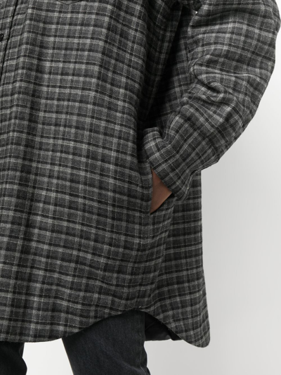 Shop Aspesi Oversized Check-pattern Shirt Jacket In Grau