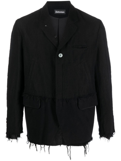 Shop Undercover Fringed Wool-linen Jacket In Schwarz