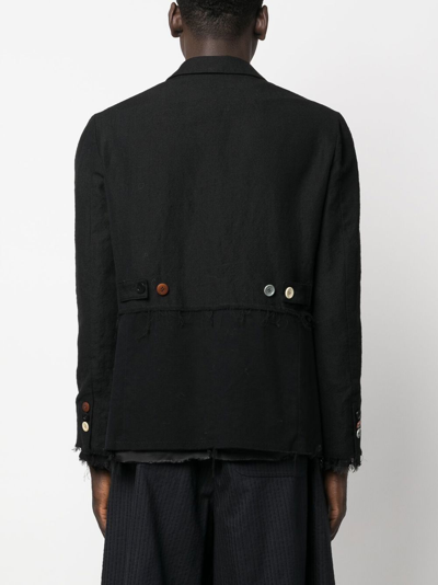Shop Undercover Fringed Wool-linen Jacket In Schwarz