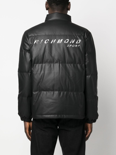 Shop John Richmond Logo-plaque Down-filled Jacket In Schwarz