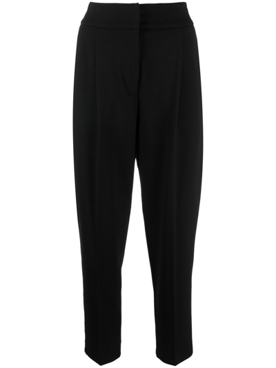 Shop Le Tricot Perugia Cropped Tapered Trousers In Schwarz