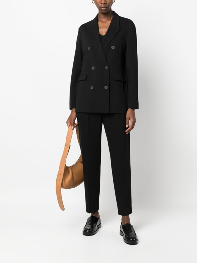 Le Tricot Perugia Cropped Tapered Trousers In Schwarz