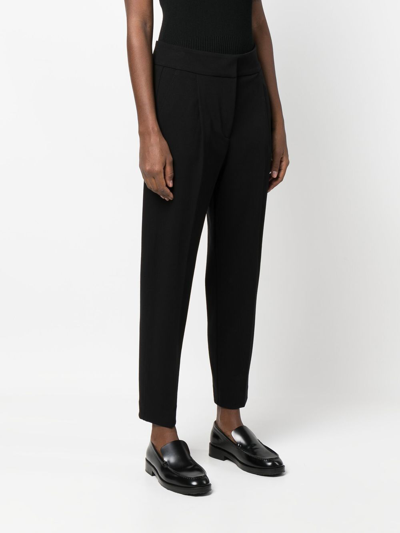 Le Tricot Perugia Cropped Tapered Trousers In Schwarz