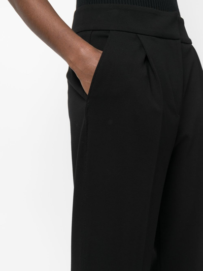 Shop Le Tricot Perugia Cropped Tapered Trousers In Schwarz