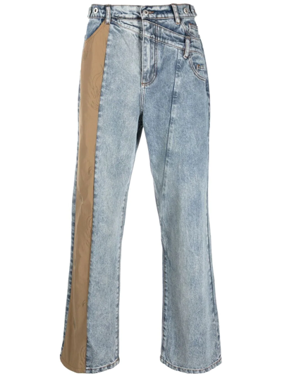 Shop Feng Chen Wang Patchwork Straight-leg Jeans In Blau