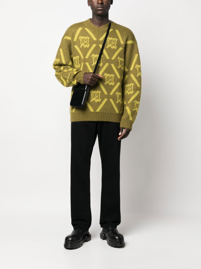 Misbhv Logo Print Merino-mohair Blend Jumper In Grün