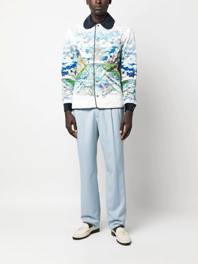 Casablanca Men's Printed Quilted Hunting Jacket In Weiss