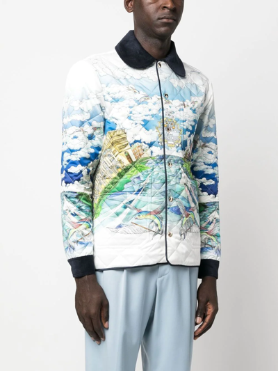 Shop Casablanca Graphic-print Quilted Jacket In Weiss