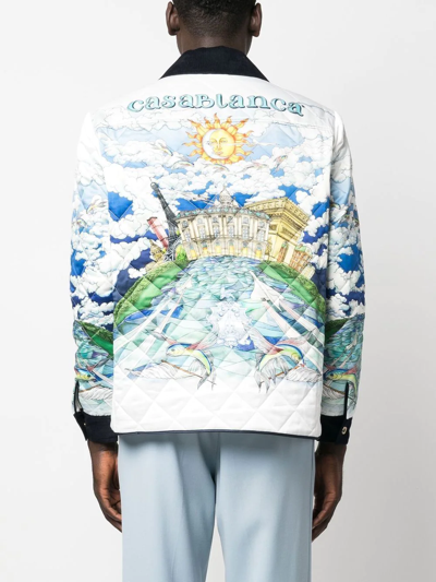 Shop Casablanca Graphic-print Quilted Jacket In Weiss