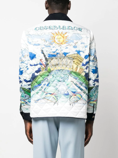 Casablanca Men's Printed Quilted Hunting Jacket In Weiss