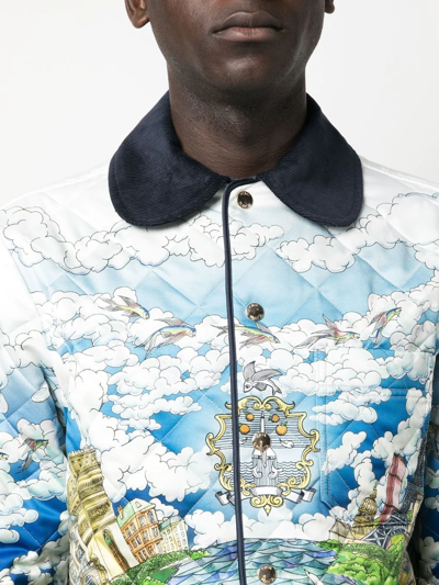 Casablanca Men's Printed Quilted Hunting Jacket In Weiss