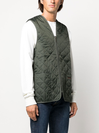 Shop Barbour Zip-up Quilted Gilet In Green