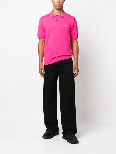 Shop Stussy Logo-embroidered Polo Shirt In Rosa