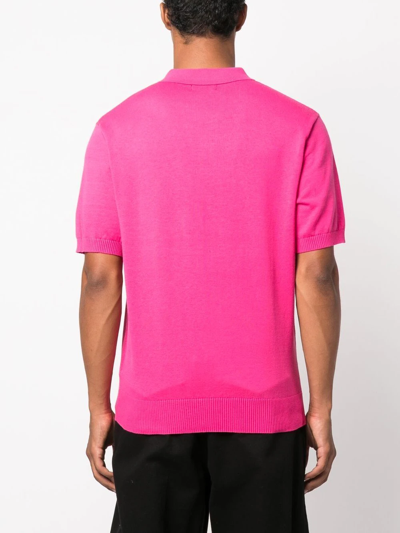 Shop Stussy Logo-embroidered Polo Shirt In Rosa