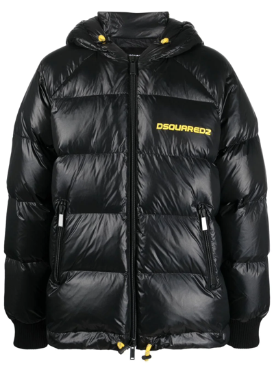 Shop Dsquared2 Chest Logo-print Padded Jacket In Schwarz