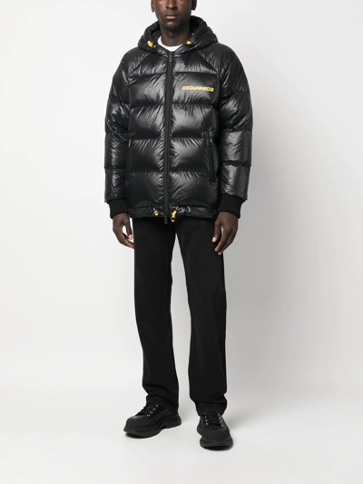 Shop Dsquared2 Chest Logo-print Padded Jacket In Schwarz