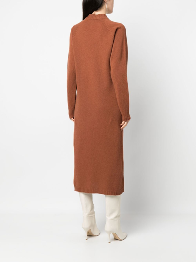 Shop Alysi Mock-neck Knit Dress In Braun