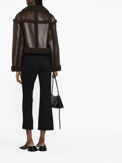 Shop Stand Studio Faux-leather Buttoned Jacket In Braun