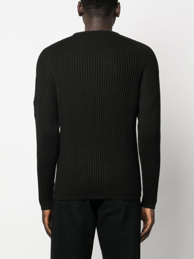 C.p. Company Logo-patch Ribbed Knit Jumper In Nero | ModeSens