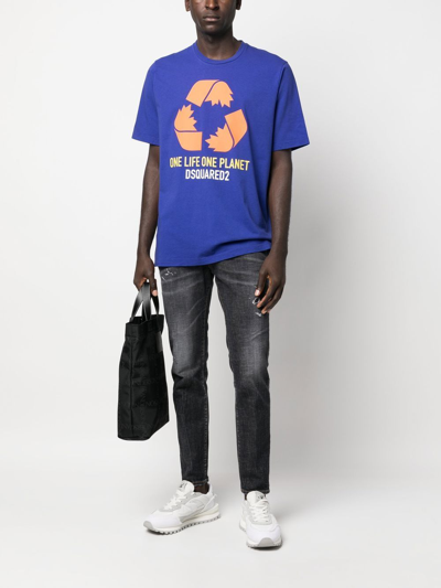 Dsquared2 Man T-shirt Blue Size Xxl Cotton In Blau