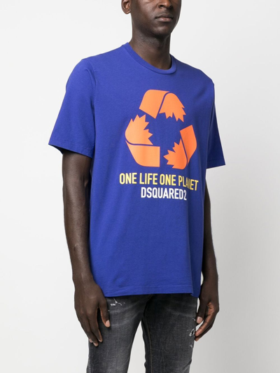 Dsquared2 Man T-shirt Blue Size Xxl Cotton In Blau
