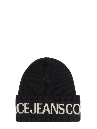 Shop Versace Jeans Couture Beanie Hat In Black