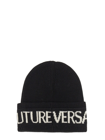 Shop Versace Jeans Couture Beanie Hat In Black