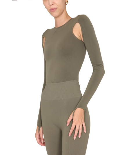 Shop Andreädamo Bodysuit With Cut-out Details In Green