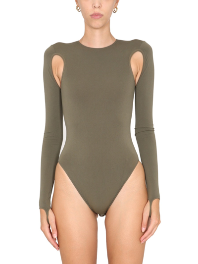Shop Andreädamo Bodysuit With Cut-out Details In Green