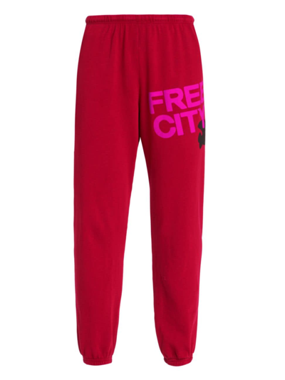 Shop Freecity Women's Logo Cotton Sweatpants In Artyard Red Black