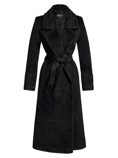 Shop Sentaler Women's Bouclé Notched Collar Wrap Coat In Black
