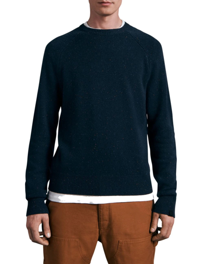 Shop Rag & Bone Men's Harlow Donegal Cashmere-blend Crewneck Sweater In Navy Multi