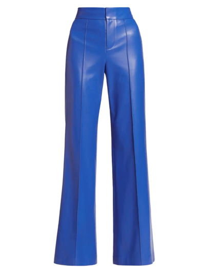 Shop Alice And Olivia Women's Dylan Vegan Leather Wide-leg Pants In Royalty