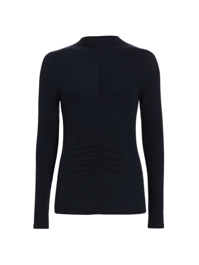 Shop Veronica Beard Women's Theresa Ruched Jersey Turtleneck Sweater In Black