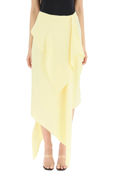 Shop A.w.a.k.e. Mode Draped Skirt With Asymmetrical Detailing In Yellow