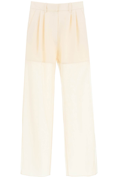 Shop A.w.a.k.e. Mode Trousers With Side Slits In Beige