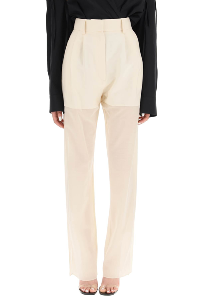 Shop A.w.a.k.e. Mode Trousers With Side Slits In Beige