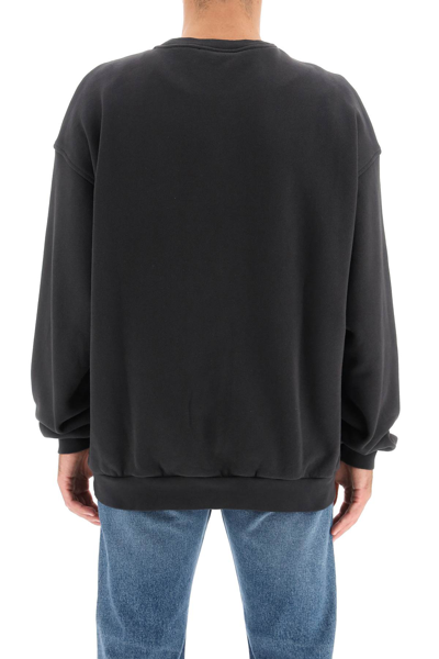 Shop Acne Studios Oversized Sweatshirt With Embroidered Logo In Grey