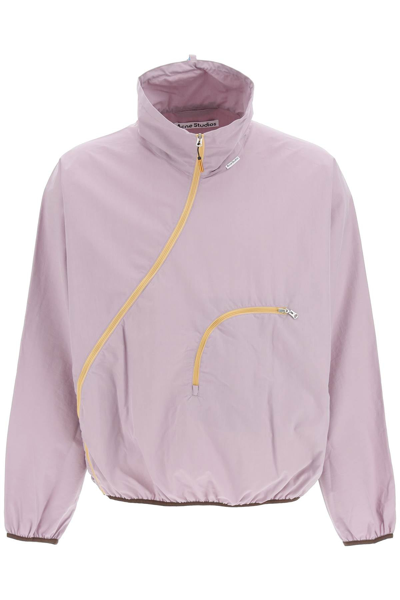 Shop Acne Studios Track Jacket With Asymmetric Zip In Multicolor