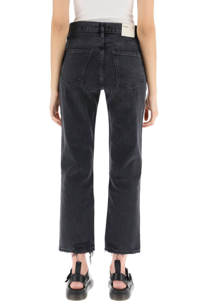 Shop Agolde Lana Crop Mid-rise Jeans In Black