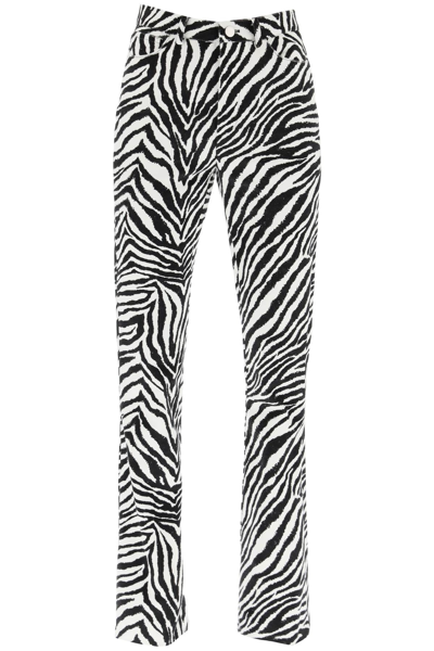 Shop Alessandra Rich Zebra Print Flared Velvet Pants In Multicolor
