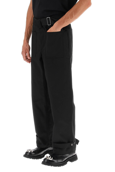 Shop Alexander Mcqueen Belted Double Back Pants In Black