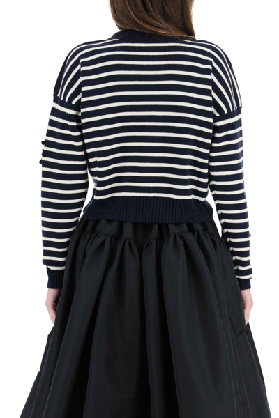 Shop Alexander Mcqueen Striped Sweater With Crochet Embroidery In Multicolor