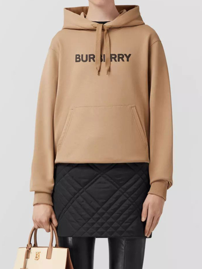 Shop Burberry Beige Hoodie With Logo In Brown