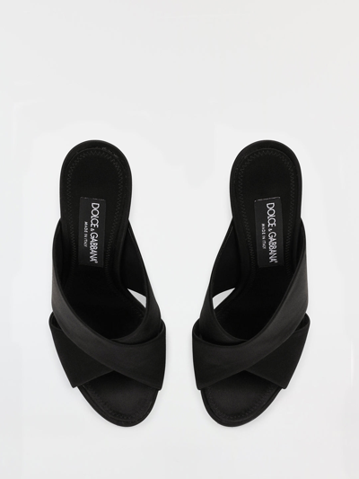 Shop Dolce & Gabbana Black Satin Sandals